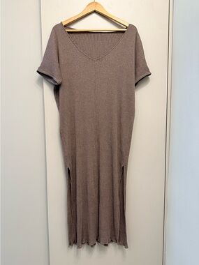 Reversible Side Slit Dress - Mauve Rib, M/L
